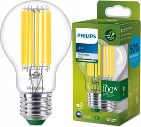 Led izzó E27 A60 7.3W 100W 1535lm 210lm/W 4000K Filament A-osztály Philips