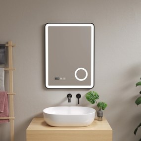 [pro.tec] LED fürdőszobai tükör Pescara 60x80 cm fekete