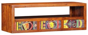 tömör akácfa többszínű falra szerelhető TV-szekrény 90x30x30 cm