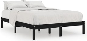 vidaXL Double fekete tömör fa ágykeret 135 x 190 cm