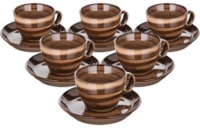Banquet PALAS 6 db-os csésze és csészealj készlet , 90 ml, barna