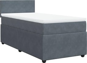 vidaXL sötétszürke bársony rugós ágy matraccal 100 x 200 cm