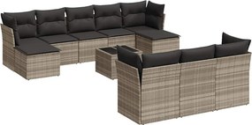 vidaXL 11 részes világosszürke polyrattan kerti ülőgarnitúra párnákkal