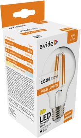 Avide LED Filament Globe 12W E27 1800LM A70 180° NW 4000K High Lumen