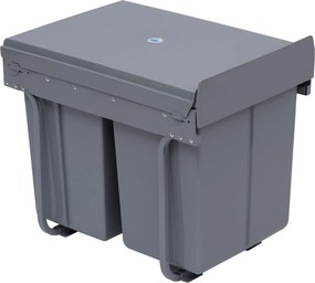 HOMCOM Beépíthető Hulladékgyűjtő 1 x 20L + 2 x 10L 3 Részes Kihúzható Hulladék Elkülönítő Rendszer Szürke | Aosom