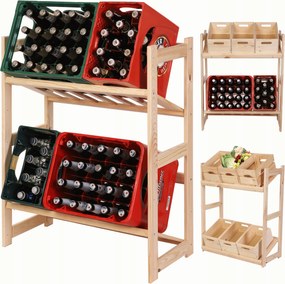 Doboztartó állvány fa doboztartó állvány 2 polcos fenyő állvány Eko