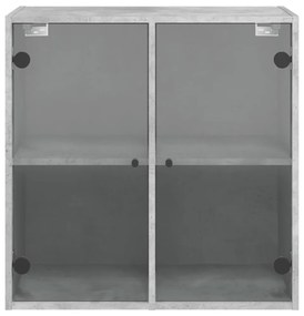 betonszürke faliszekrény üvegajtókkal 68 x 37 x 68,5 cm
