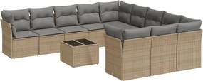 vidaXL 12 részes bézs polyrattan kerti ülőgarnitúra párnákkal