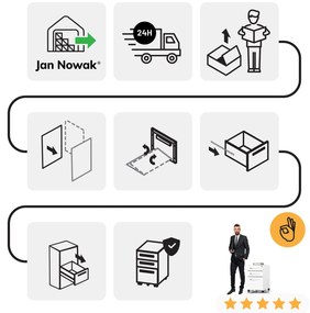 Fém gurulós konténer íróasztal alá KATE 390 x 600 x 500 mm, fehér