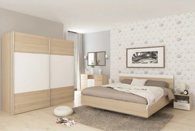 Dupla ágy, tölgy sonoma/fehér, 180x200, GABRIELA