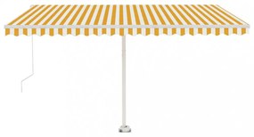 sárga és fehér kézzel kihúzható LED-es napellenző 400 x 350 cm