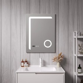 [pro.tec] LED fürdőszobai tükör Chambave 60x80 cm ezüstszínű