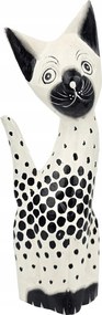 Fa Macska Faragott Kézzel Készített Festett Cica Figura Dekoráció *25 cm