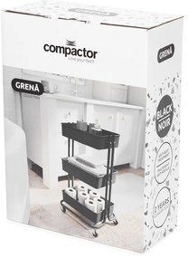 Fekete műanyag gurulós polcos állvány 43x36 cm Grena – Compactor