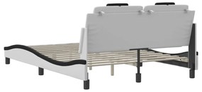 fehér és fekete ágykeret Viana LED-ekkel matrac nélkül 120 x 200 cm