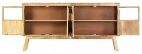 barna-fekete tömör nyers mangófa tálalószekrény 160x30x80 cm