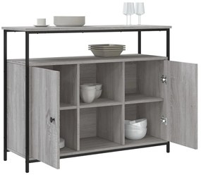 szürke sonoma színű szerelt fa tálalószekrény 100 x 35 x 80 cm