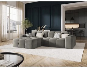 Szürke bársony sarokkanapé (bal oldali) Kendal – Micadoni Home