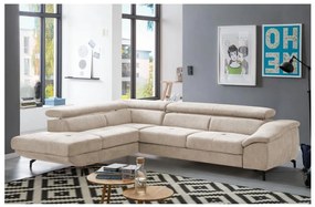 BRESCIA kinyitható L-alakú balos sarokülőgarnitúra, bézs, tárolóval