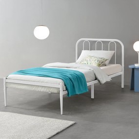 [en.casa] Fémkeretes ágy ágyráccsal 90x200cm fehér szinterezett