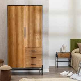 Natúr színű ruhásszekrény kőrisfa dekorral 104x203 cm – Ixia