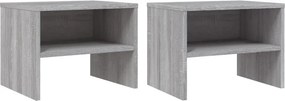 vidaXL 2 db szürke-sonoma színű szerelt fa éjjeliszekrény 40x30x30 cm