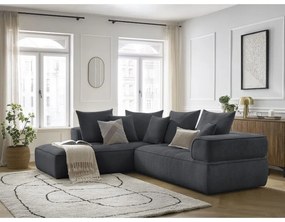 Sötétszürke zsenília sarokkanapé (bal oldali-L alakú) Whesley – Bobochic Paris