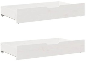 fehér tömör fenyőfa ágykeret fiókokkal 100 x 200 cm