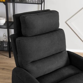 Kényelmes Fotel Fekete Színben Lábtartóval. HENRY