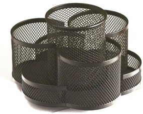 Írószertartó, 7 részes, fémhálós, forgatható, fekete (ISKE240)