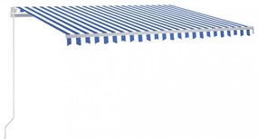kék és fehér kézzel kihúzható napellenző 450 x 350 cm