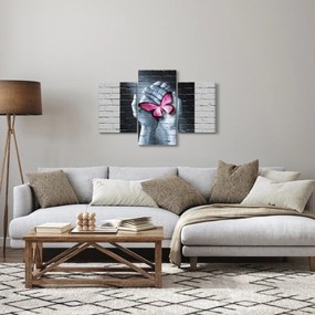 Kép - Rózsaszín pillangó a falon (90x60 cm)