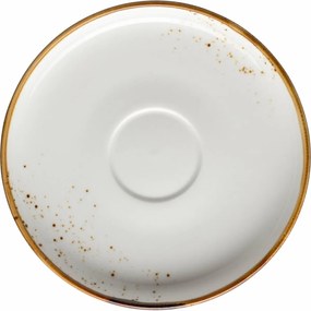 Mäser Pintar fehér kávéscsésze alátét, barnapöttyös, 14 cm, L