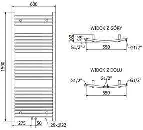 Mexen Ares, elektromos fűtőelem 1500x600 mm + fűtőrúd 900 W, fekete, W102-1500-600-6900-70