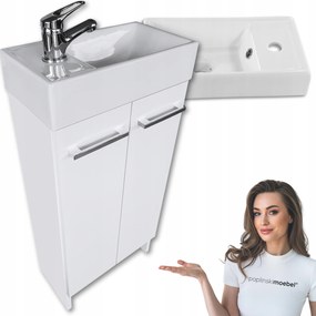 Tömör kis szekrény fürdőszobai mosdóval Fehér praktikus álló keskeny Wc