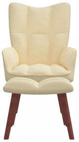 krémfehér bársony pihenőszék lábtartóval