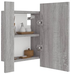 szürke sonoma szerelt fa tükrös szekrény LED-del 40x12x45 cm