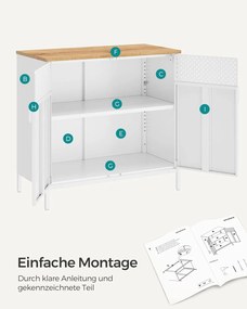 Kétajtós tárolószekrény, 80x76x40 cm, natúr bézs–fehér