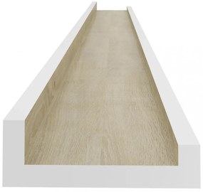 2 db fehér és sonoma tölgy színű fali polc 115 x 9 x 3 cm