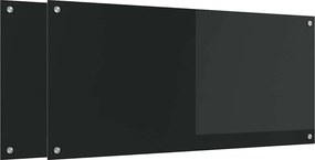 vidaXL Konyhai splashback 2 pcs Fekete 110 x 50 cm edzett üveg