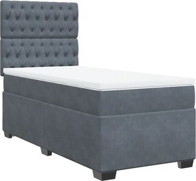 vidaXL sötétszürke bársony rugós ágy matraccal 80 x 200 cm