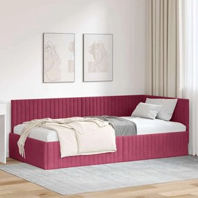 Sarokágy keret fejtámlával bordó 100 x 200 cm Bársony