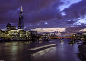 Poszter 42x29,7cm Kilátás a The Shard-ra a Temze folyó alkonyatából, Assaf Frank