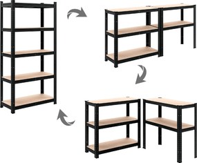 Deuba 6-polcos állvány - fekete
