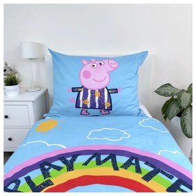 Egyszemélyes pamut gyerek ágyneműhuzat világító hatással 140x200 cm Peppa Pig – Jerry Fabrics