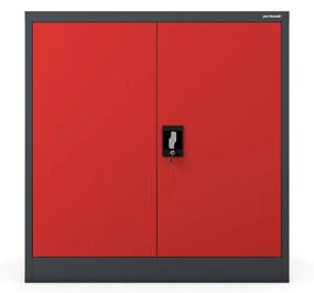 Alacsony fém irattartó szekrény BEATA, 900 x 930 x 400 mm, antracit-piros