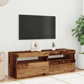 antik fa színű szerelt fa TV-szekrény LED-ekkel 120x35x40 cm