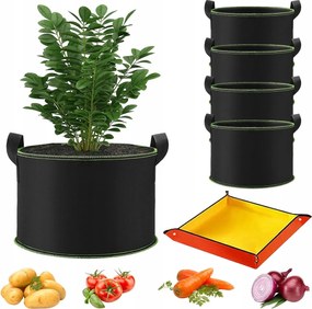 5x Táska Filczsák Öko Burgonya Növénytermesztéshez Virágcserép 60L