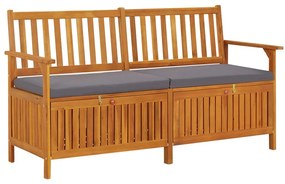 vidaXL tömör akácfa tárolópad párnával 148 cm