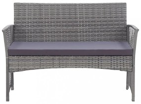 4-részes antracitszürke kerti polyrattan bútorszett párnákkal